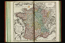 Tabula Geograph. Galliae ad emendatiora quae adhuc prodierunt exempla jussu Acad. Reg. scient. et eleg. Litt. Boruss. descripta.